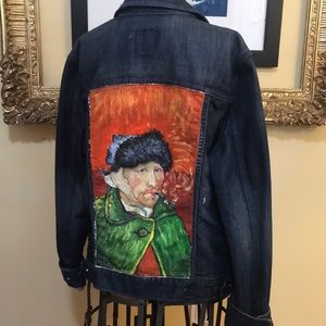 Vincent VanGogh self portrait painted jean jacket